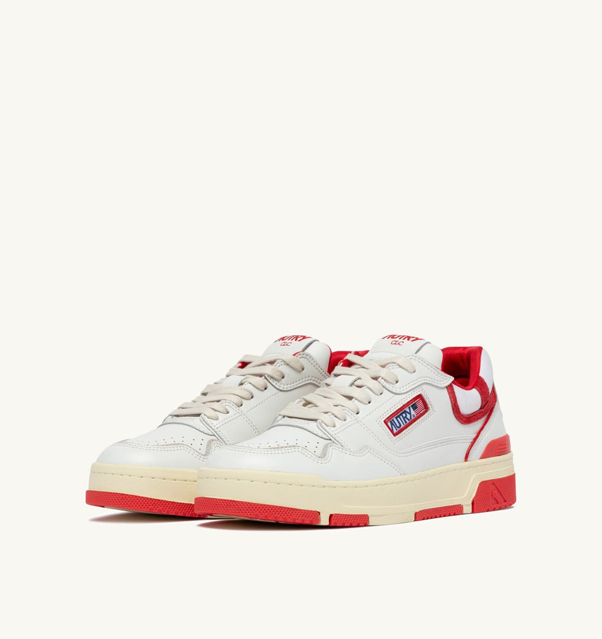 Woman SNEAKERS CLC LOW IN WHITE LEATHER AND RED VIRGIN