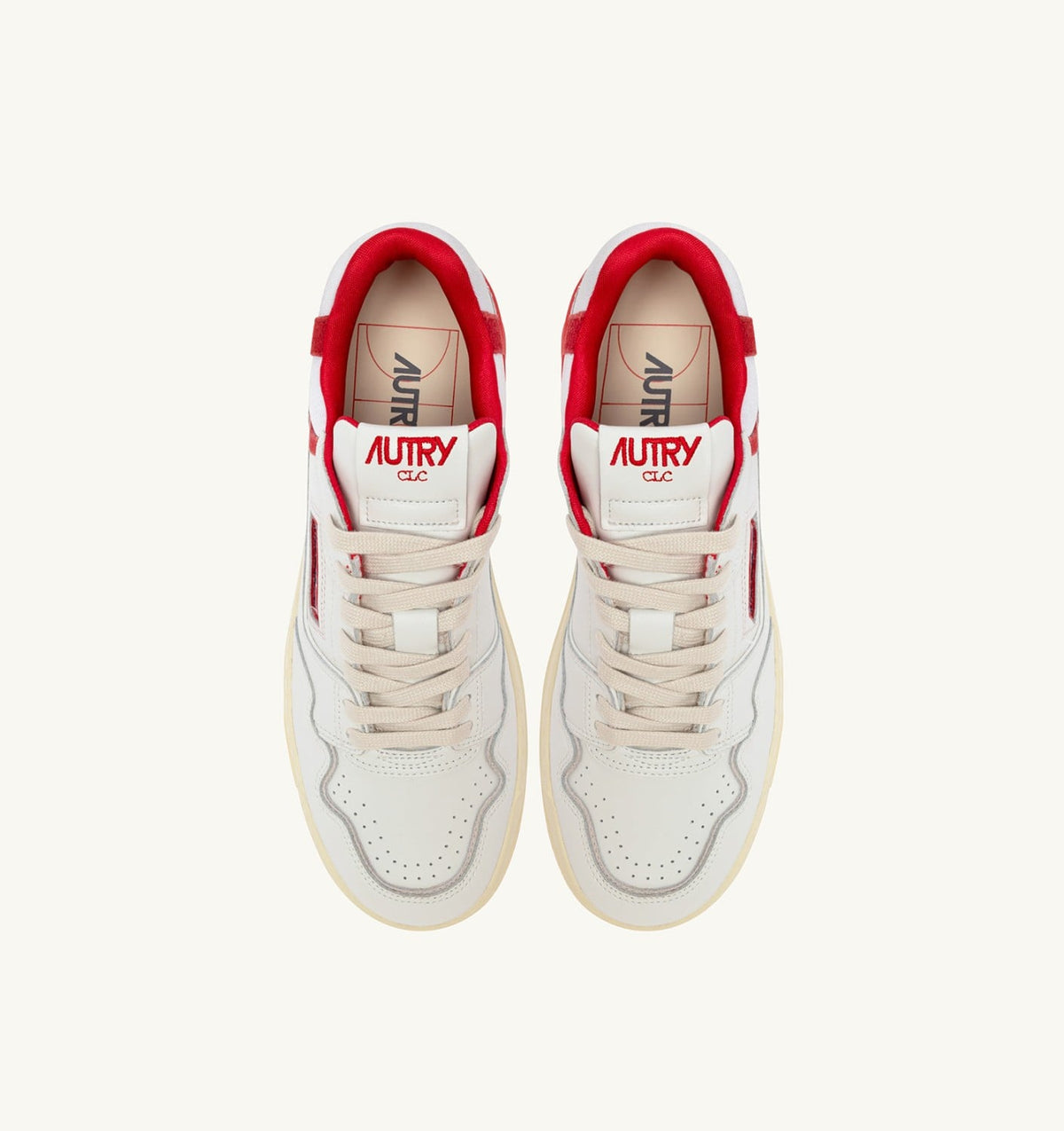 Woman SNEAKERS CLC LOW IN WHITE LEATHER AND RED VIRGIN
