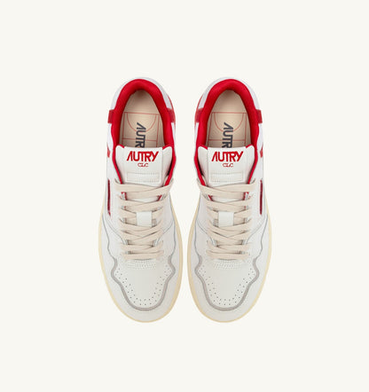 Woman SNEAKERS CLC LOW IN WHITE LEATHER AND RED VIRGIN