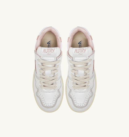 Woman CLC LOW SNEAKERS IN WHITE LEATHER AND POWDER PINK SUEDE