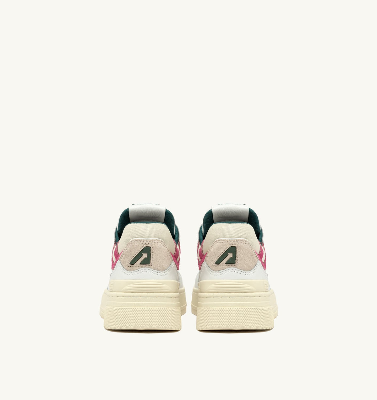 Woman CLC LOW SNEAKERS IN WHITE LEATHER AND CARMINE ROSE SUEDE