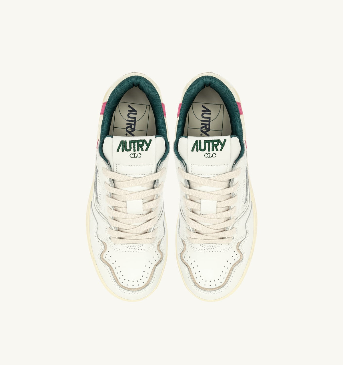 Woman CLC LOW SNEAKERS IN WHITE LEATHER AND CARMINE ROSE SUEDE