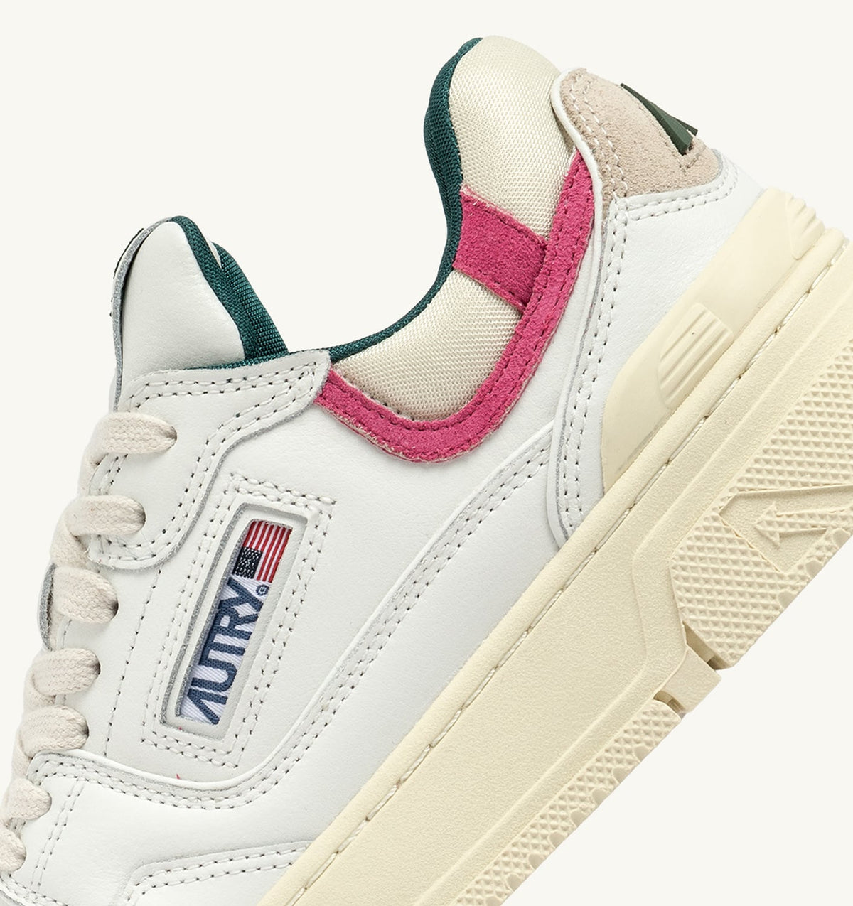 Woman CLC LOW SNEAKERS IN WHITE LEATHER AND CARMINE ROSE SUEDE