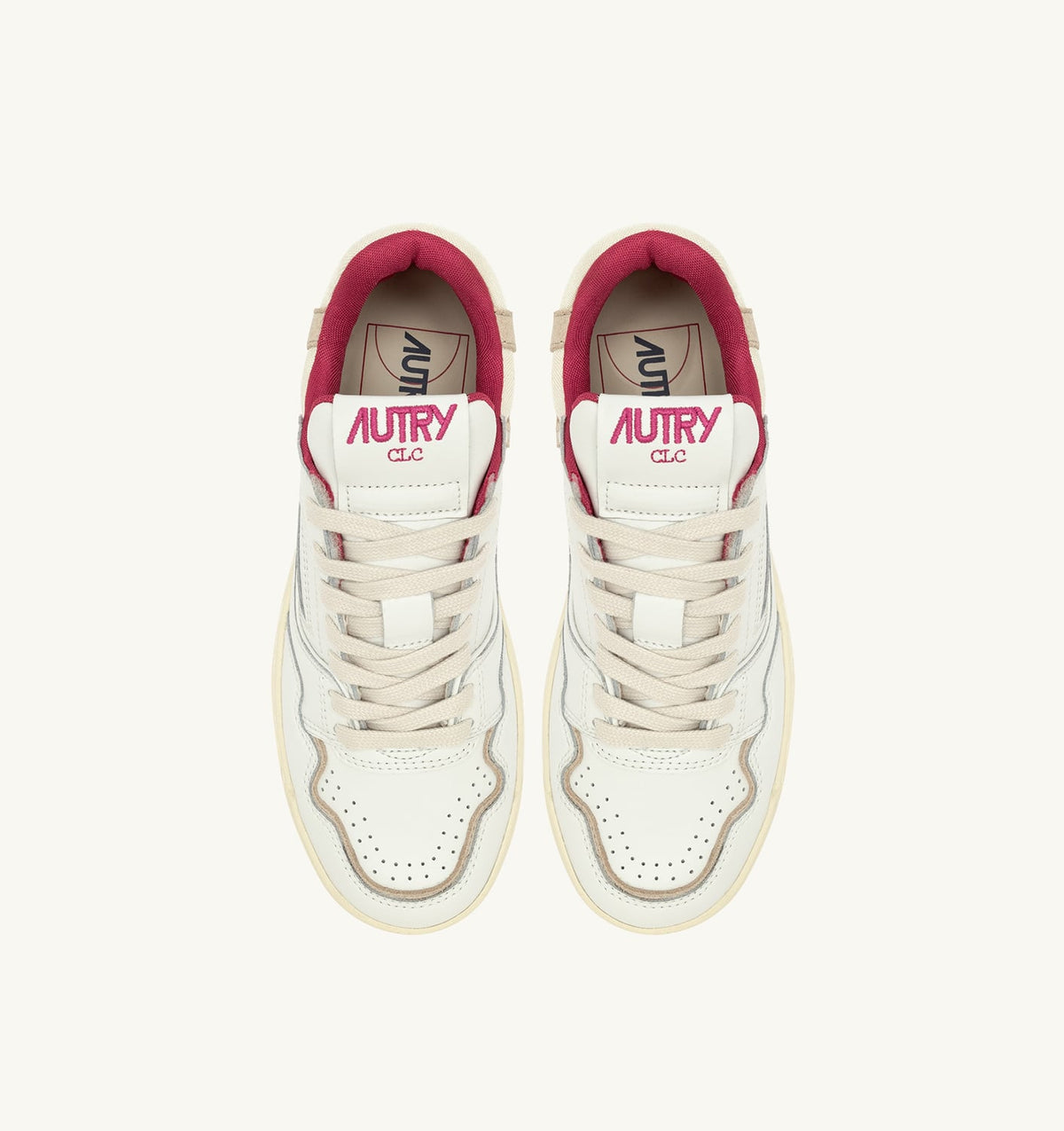 Woman CLC LOW SNEAKERS IN WHITE LEATHER AND SAND SUEDE
