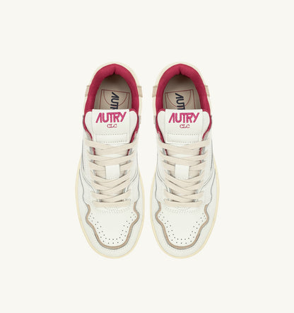 Woman CLC LOW SNEAKERS IN WHITE LEATHER AND SAND SUEDE