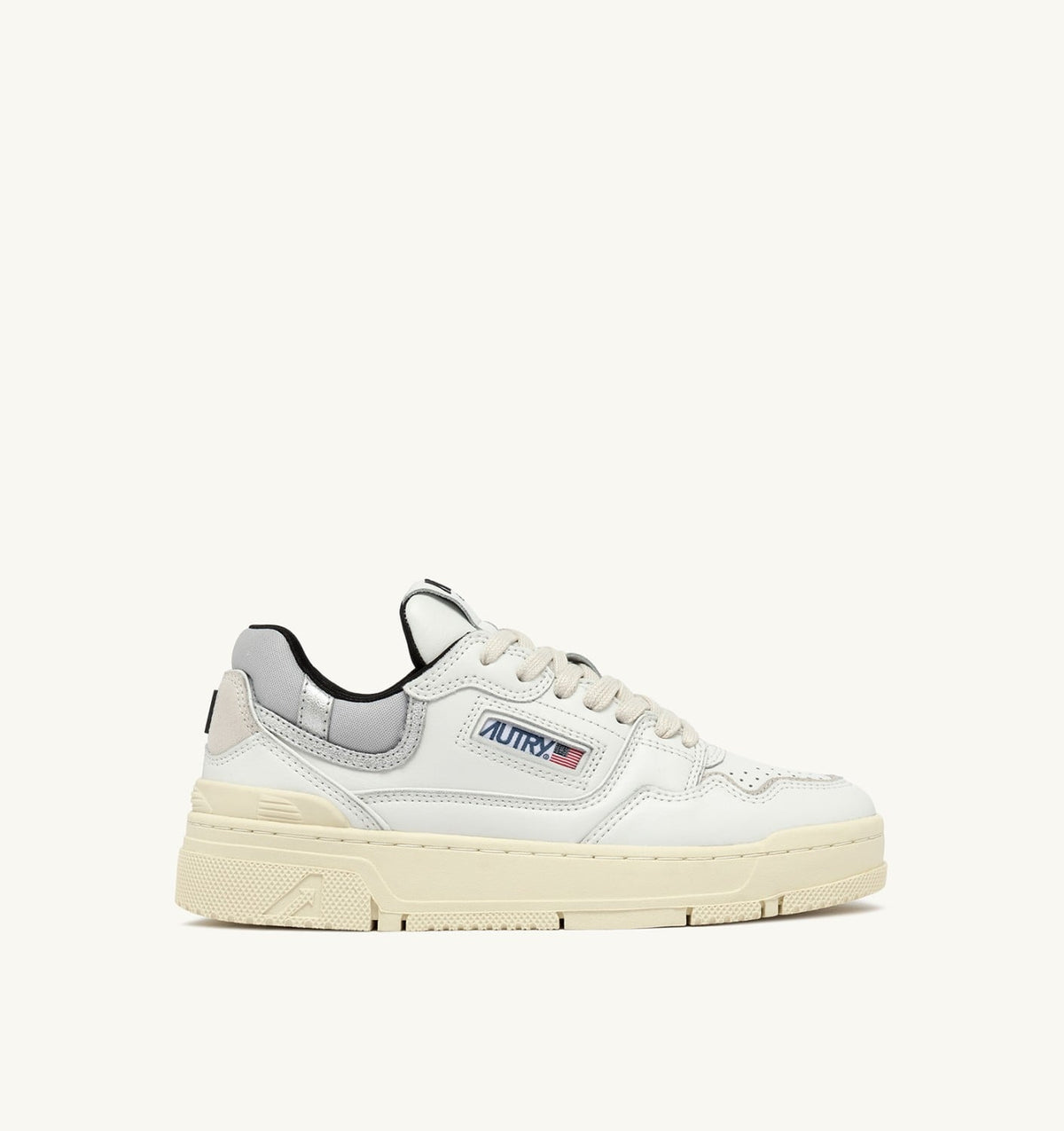 Woman CLC LOW SNEAKERS IN WHITE LEATHER AND SILVER SUEDE