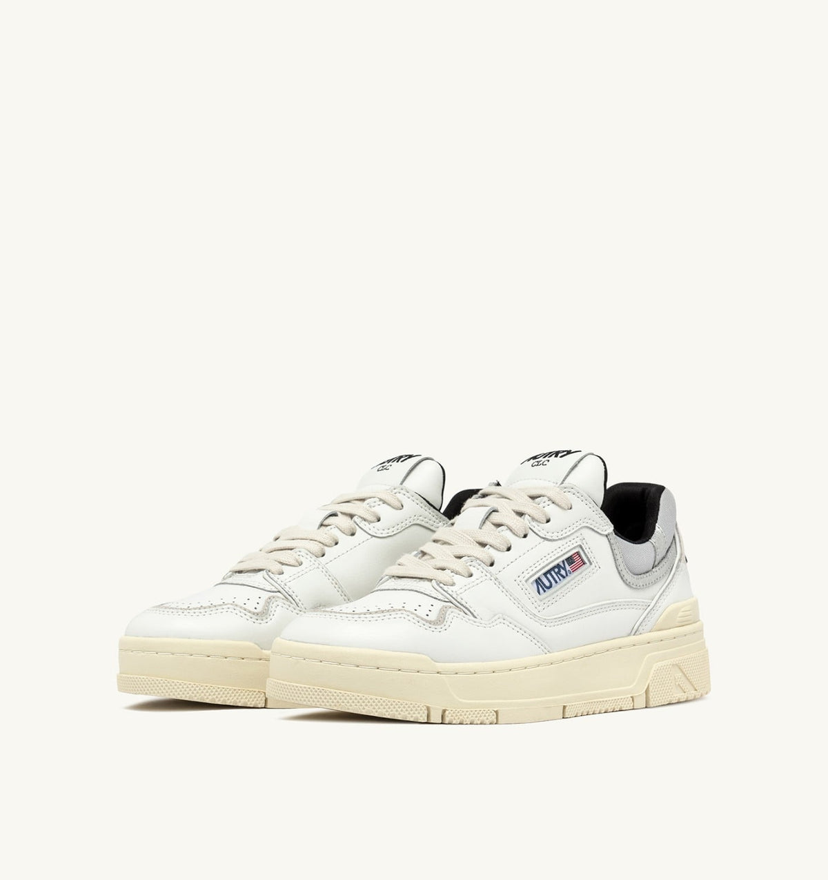 Woman CLC LOW SNEAKERS IN WHITE LEATHER AND SILVER SUEDE
