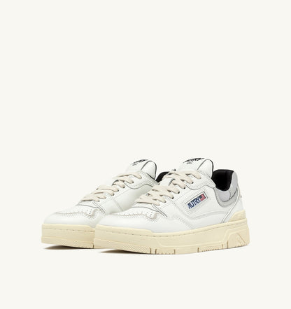 Woman CLC LOW SNEAKERS IN WHITE LEATHER AND SILVER SUEDE