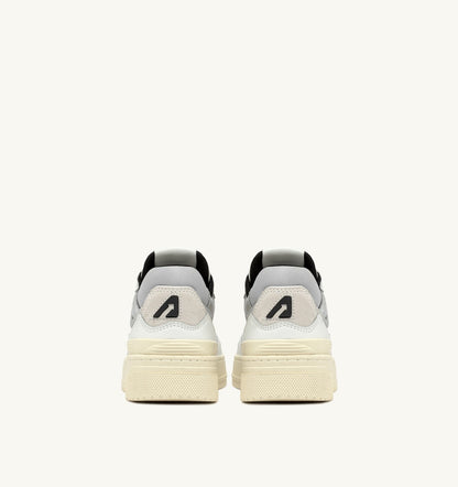Woman CLC LOW SNEAKERS IN WHITE LEATHER AND SILVER SUEDE