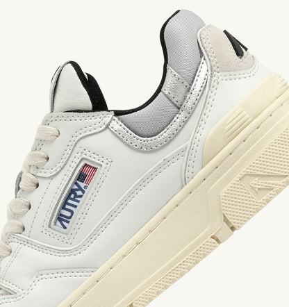 Woman CLC LOW SNEAKERS IN WHITE LEATHER AND SILVER SUEDE