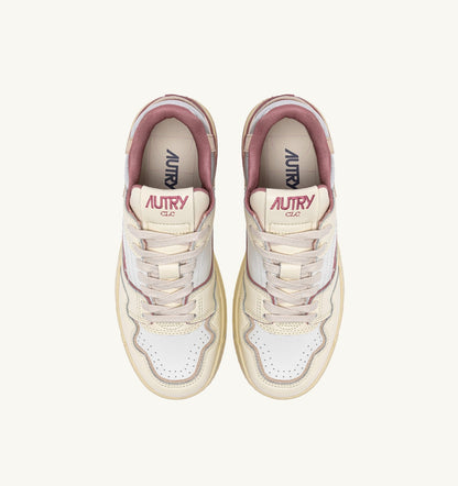 Woman CLC LOW SNEAKERS IN WHISPER WHITE ASH ROSE AND SILVER LEATHER