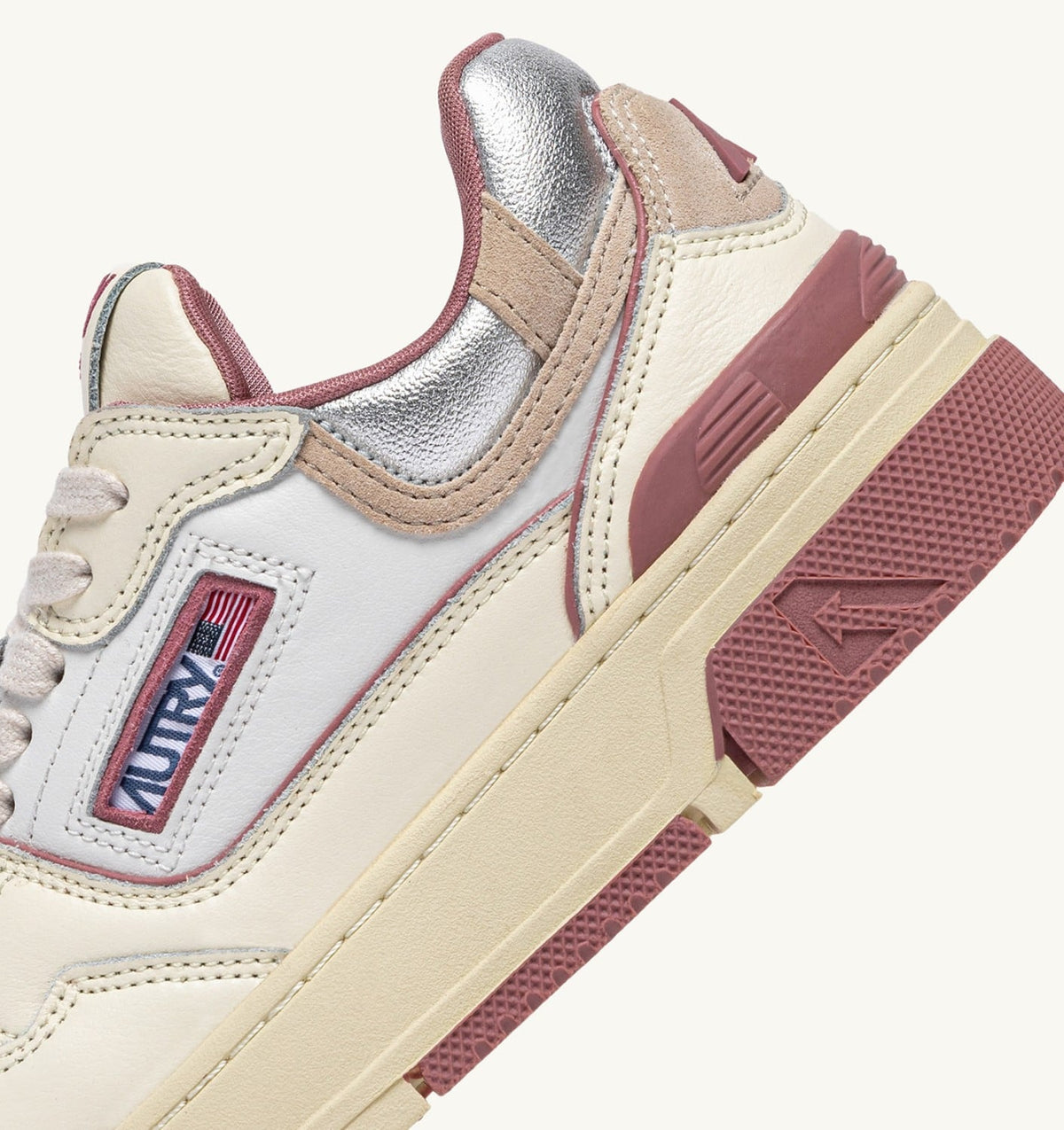 Woman CLC LOW SNEAKERS IN WHISPER WHITE ASH ROSE AND SILVER LEATHER