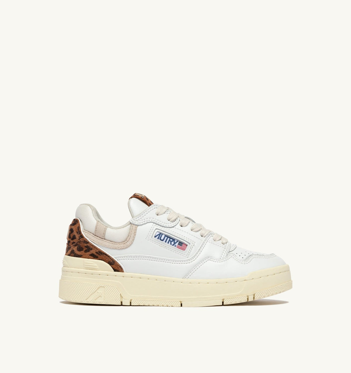 Woman CLC LOW SNEAKERS IN LEATHER COLOR WHITE AND LEOPARD