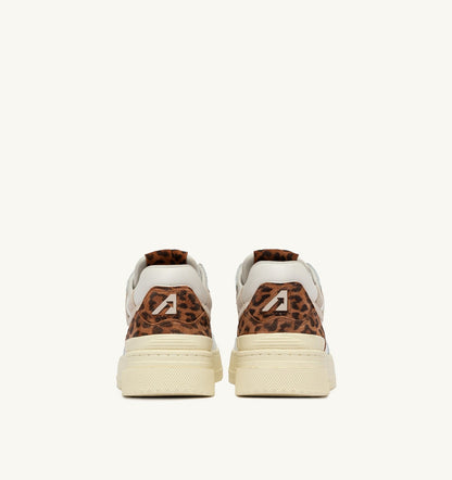 Woman CLC LOW SNEAKERS IN LEATHER COLOR WHITE AND LEOPARD