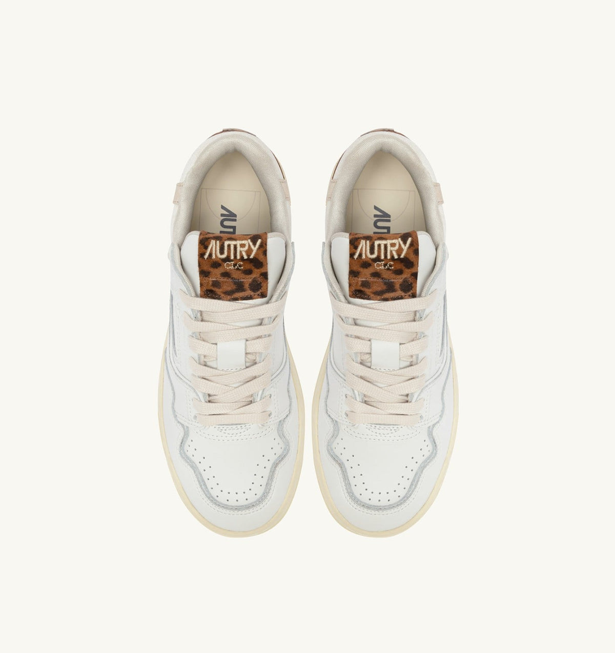 Woman CLC LOW SNEAKERS IN LEATHER COLOR WHITE AND LEOPARD