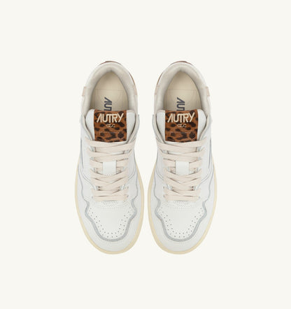 Woman CLC LOW SNEAKERS IN LEATHER COLOR WHITE AND LEOPARD