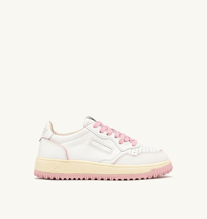 Woman GOLF LOW SNEAKERS IN WHITE AND CORAL BLUSH LEATHER