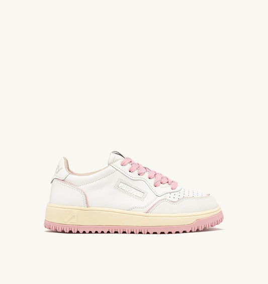 Woman GOLF LOW SNEAKERS IN WHITE AND CORAL BLUSH LEATHER