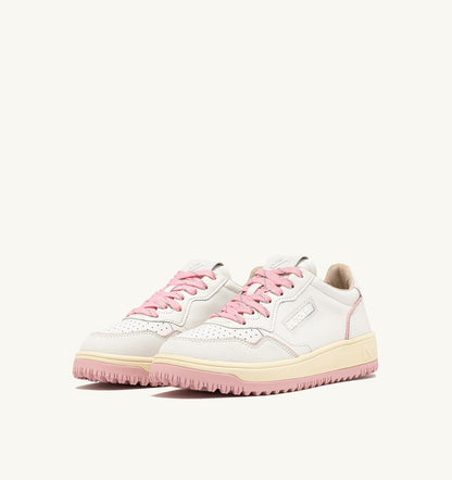 Woman GOLF LOW SNEAKERS IN WHITE AND CORAL BLUSH LEATHER