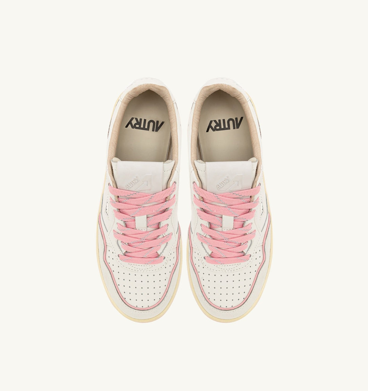 Woman GOLF LOW SNEAKERS IN WHITE AND CORAL BLUSH LEATHER