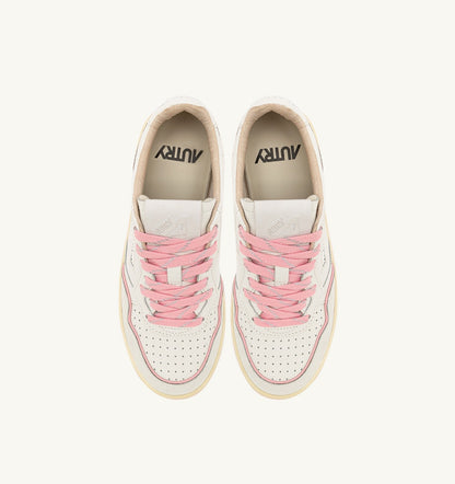 Woman GOLF LOW SNEAKERS IN WHITE AND CORAL BLUSH LEATHER