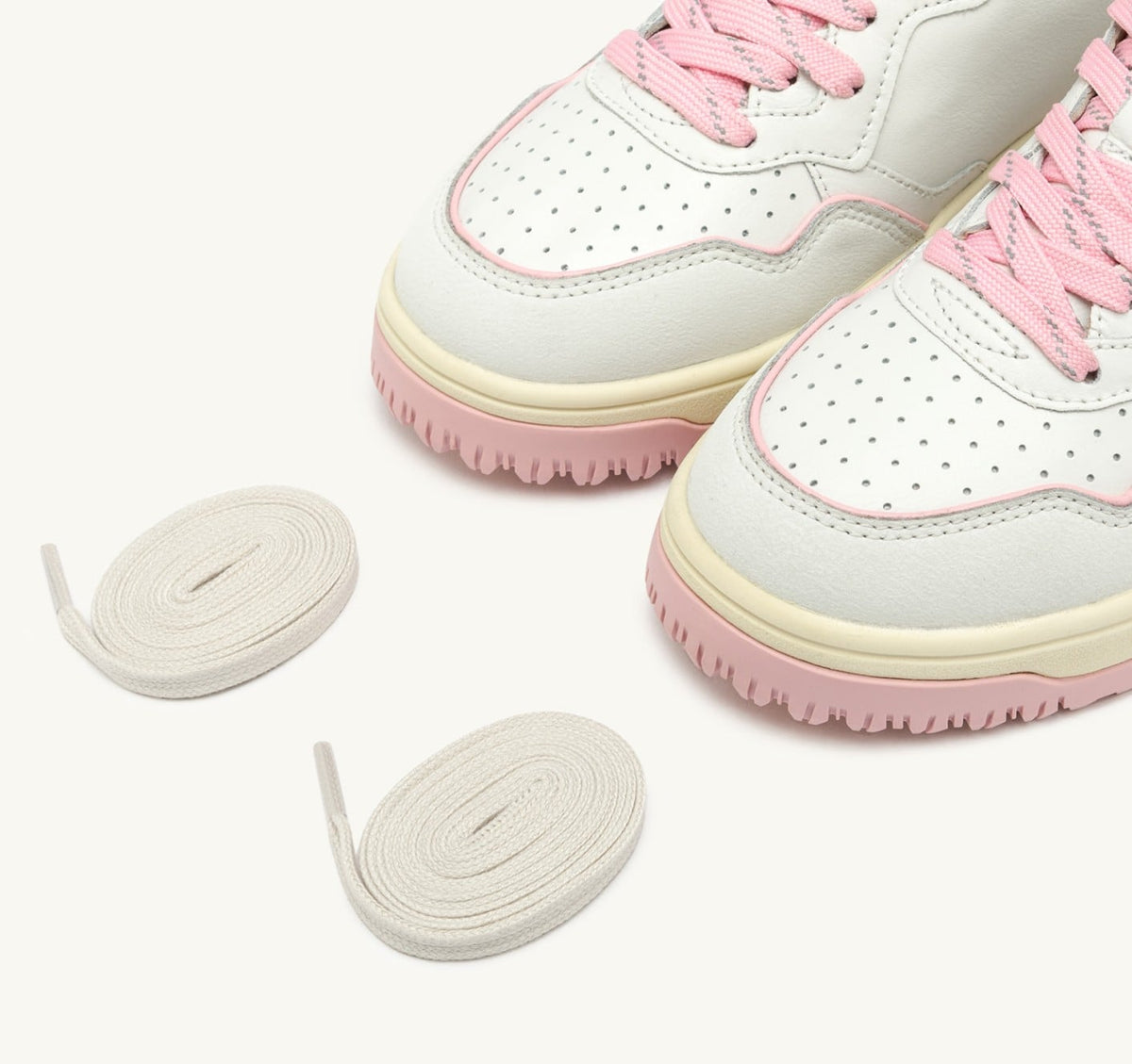 Woman GOLF LOW SNEAKERS IN WHITE AND CORAL BLUSH LEATHER
