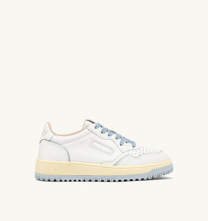 Woman GOLF LOW SNEAKERS IN LEATHER COLOR WHITE AND PEARL BLUE