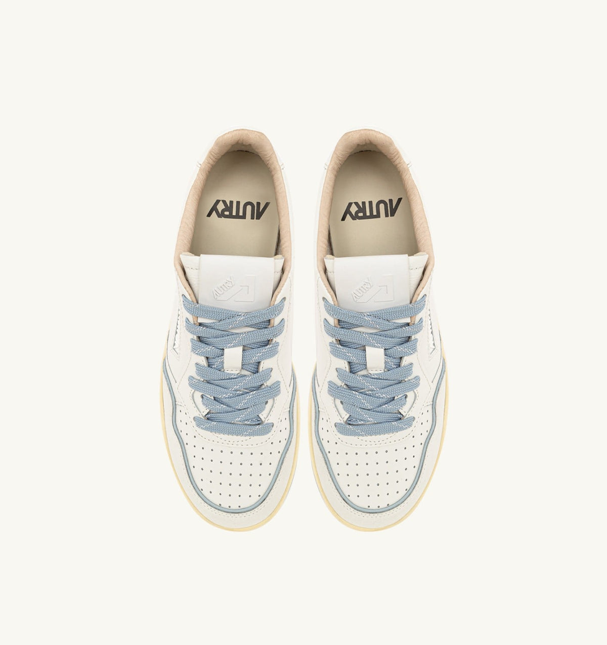 Woman GOLF LOW SNEAKERS IN LEATHER COLOR WHITE AND PEARL BLUE