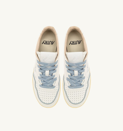 Woman GOLF LOW SNEAKERS IN LEATHER COLOR WHITE AND PEARL BLUE