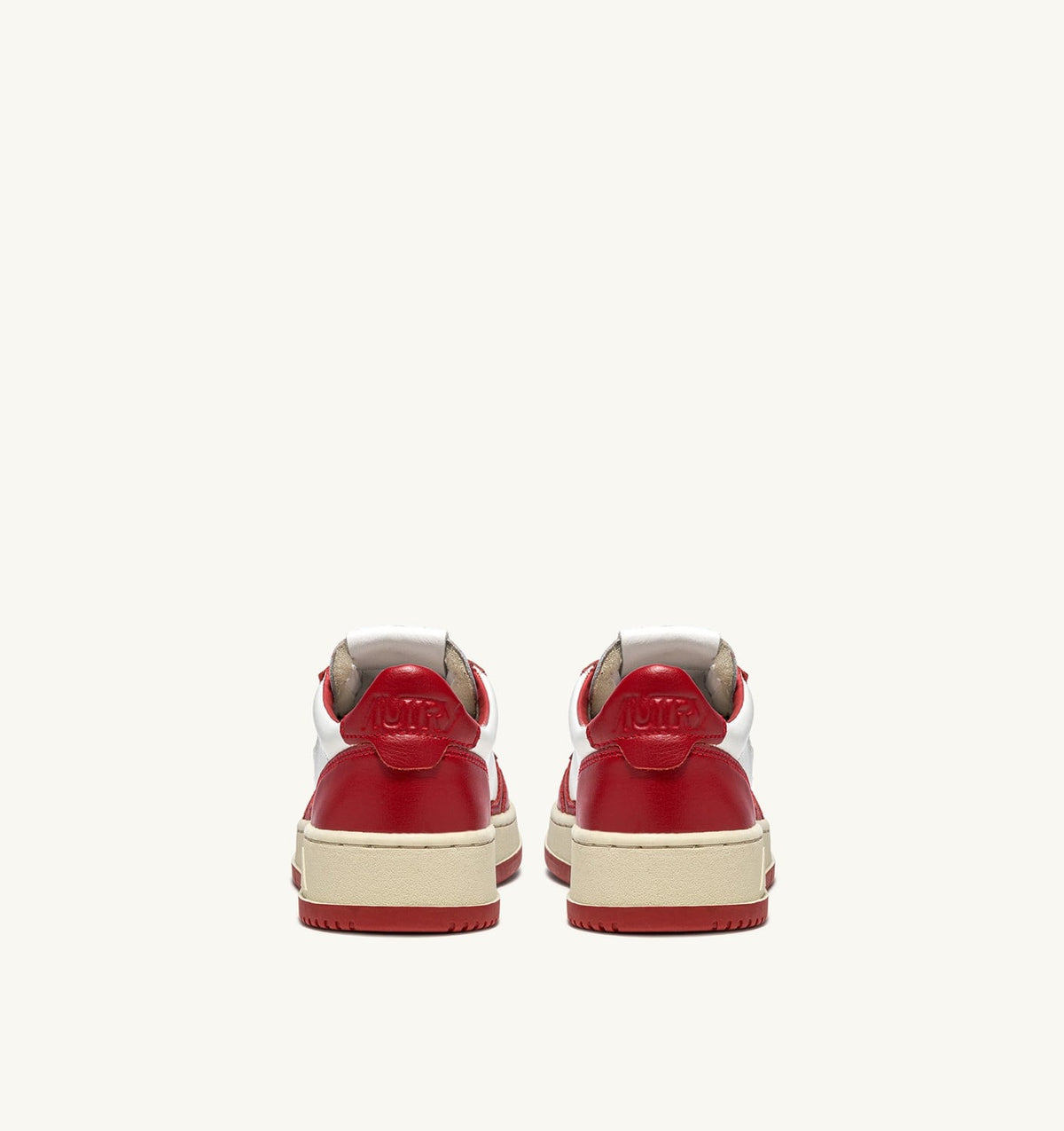 Man MEDALIST LOW BICOLOR SNEAKERS IN WHITE AND RED LEATHER