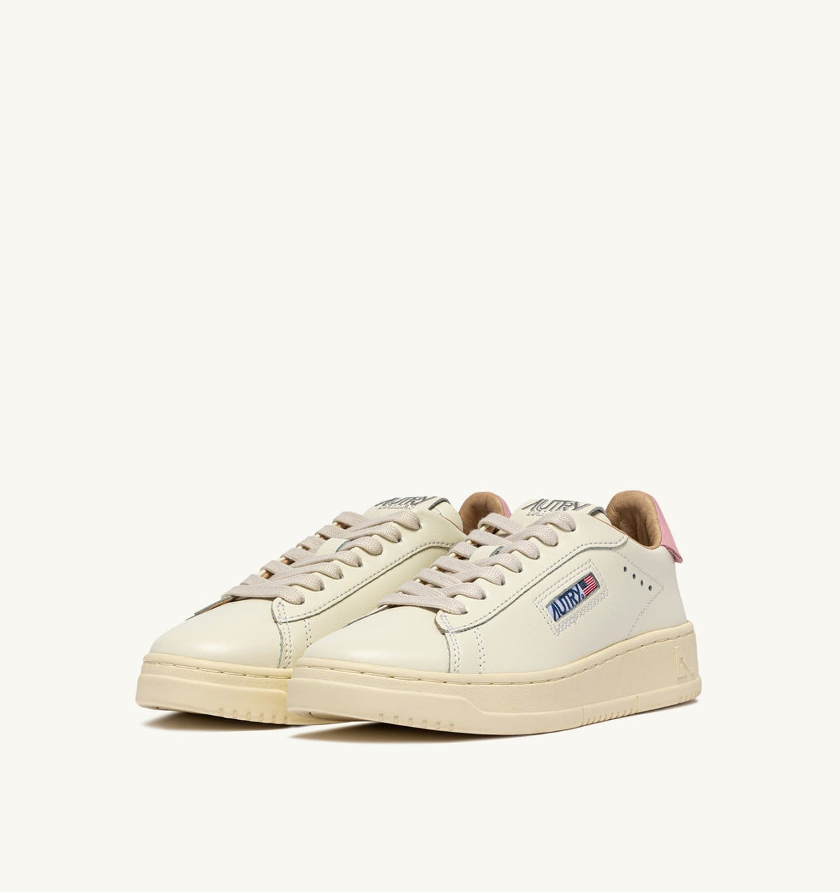 Woman DALLAS LOW SNEAKERS IN MARSHMALLOW AND PINK DOLPHIN LEATHER