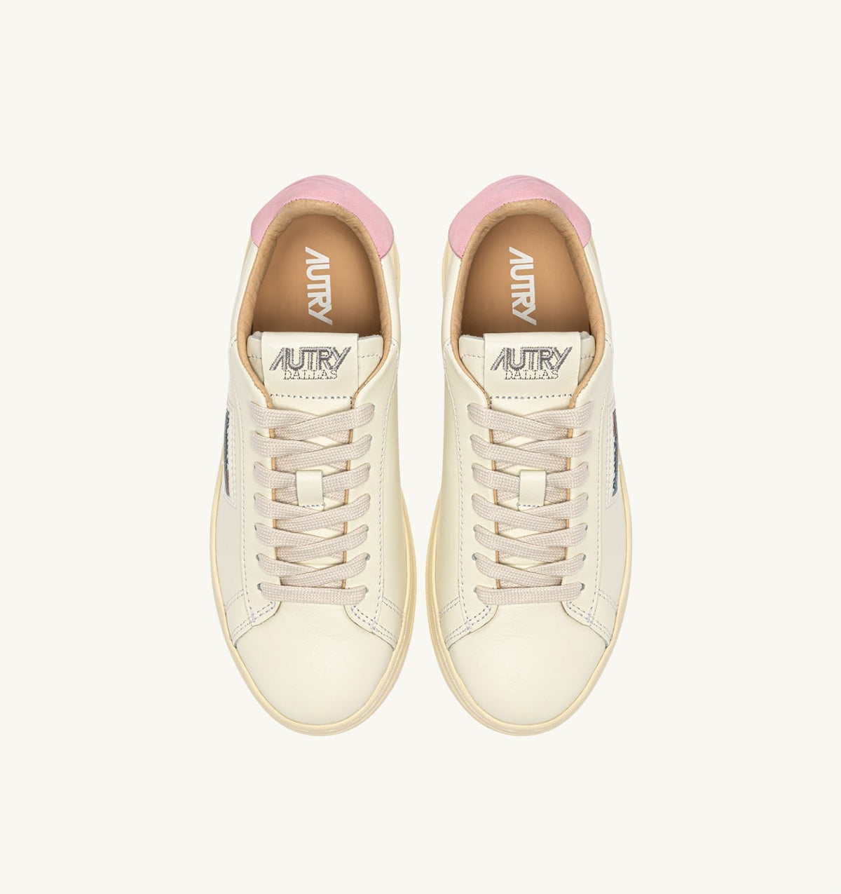 Woman DALLAS LOW SNEAKERS IN MARSHMALLOW AND PINK DOLPHIN LEATHER