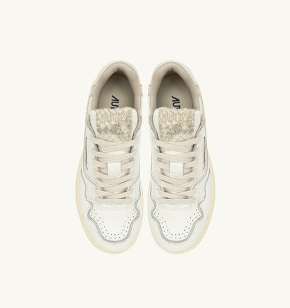 Woman CLC LOW SNEAKERS IN WHITE LEATHER WITH SNAKE DIAMOND PRINT