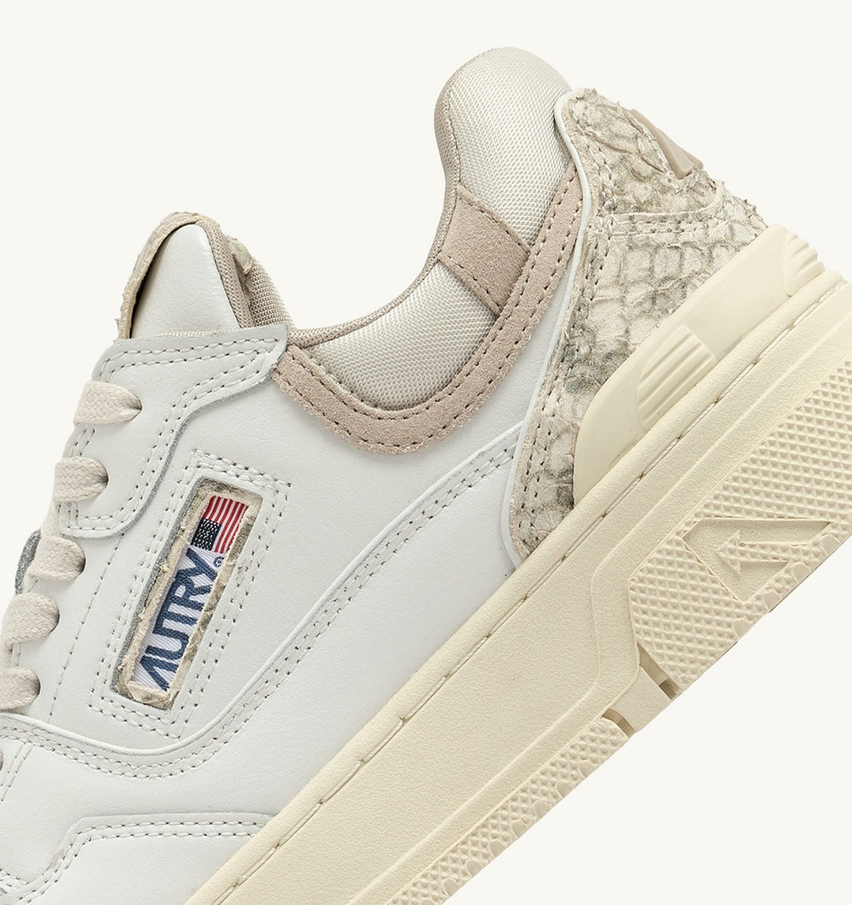 Woman CLC LOW SNEAKERS IN WHITE LEATHER WITH SNAKE DIAMOND PRINT