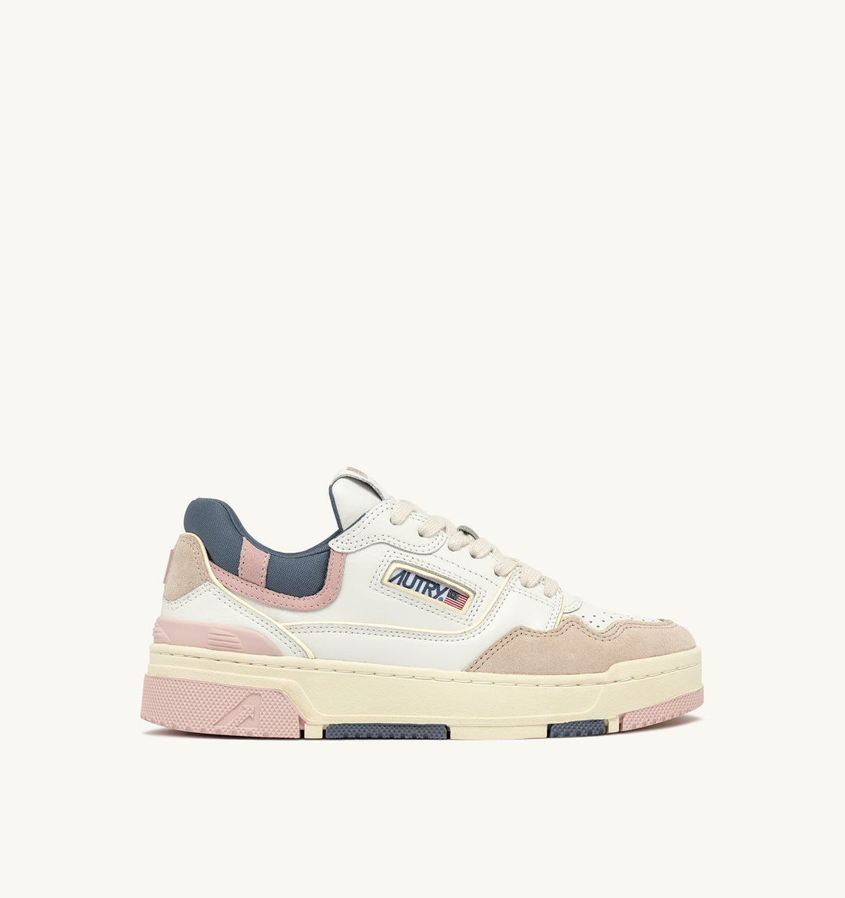 Woman CLC LOW SNEAKERS IN WHITE AND PEACH WHIP LEATHER SUEDE