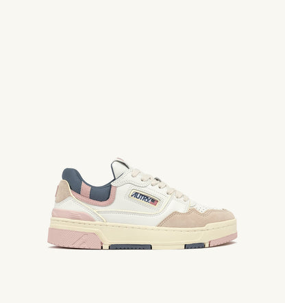 Woman CLC LOW SNEAKERS IN WHITE AND PEACH WHIP LEATHER SUEDE