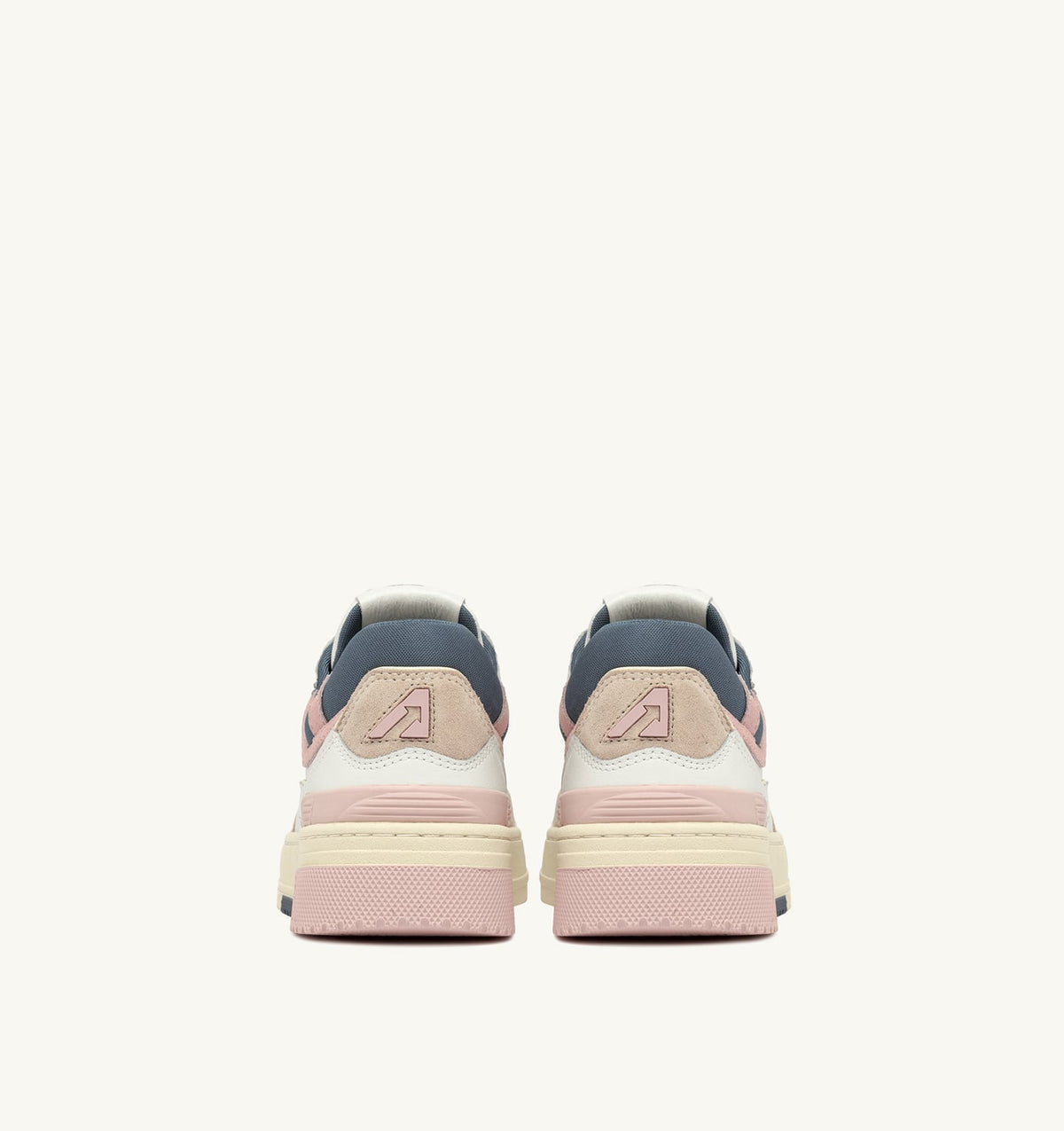 Woman CLC LOW SNEAKERS IN WHITE AND PEACH WHIP LEATHER SUEDE