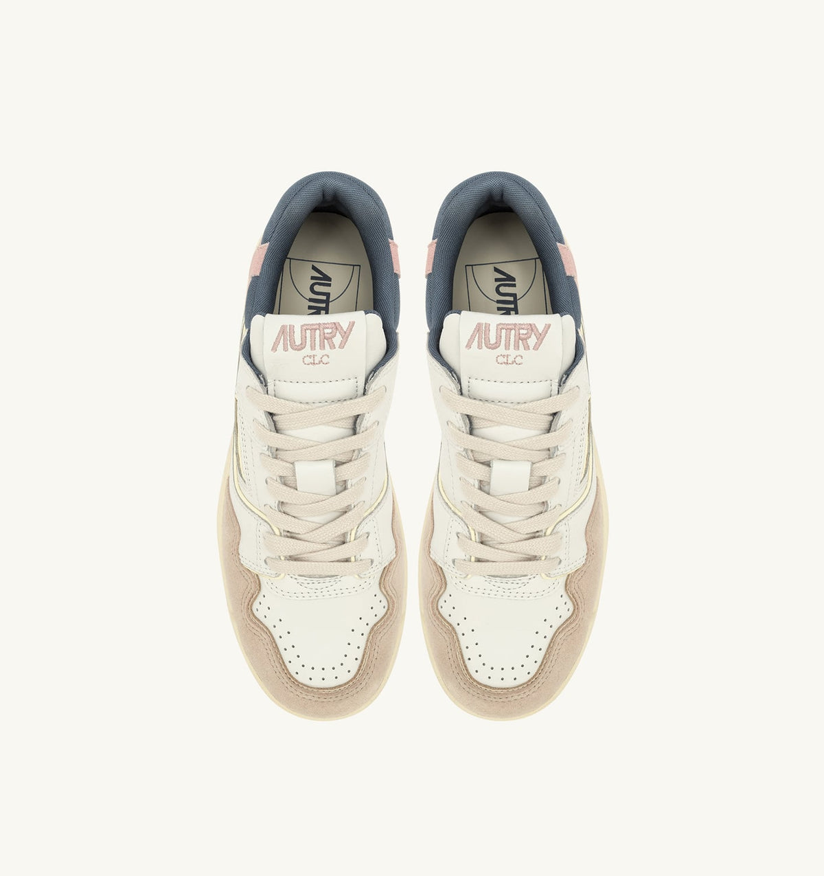 Woman CLC LOW SNEAKERS IN WHITE AND PEACH WHIP LEATHER SUEDE