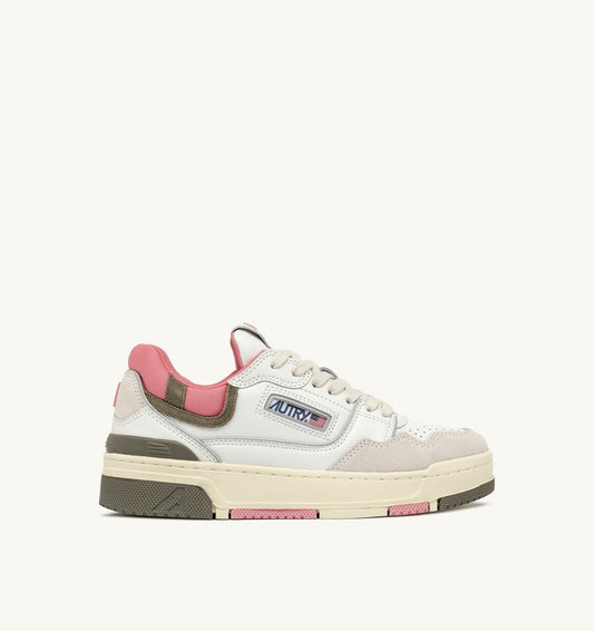 Woman CLC LOW SNEAKERS IN WHITE AND GERANIUM LEATHER SUEDE