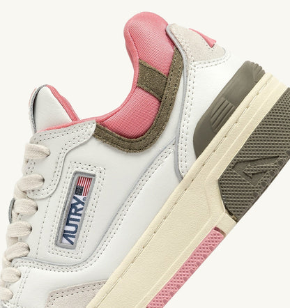 Woman CLC LOW SNEAKERS IN WHITE AND GERANIUM LEATHER SUEDE