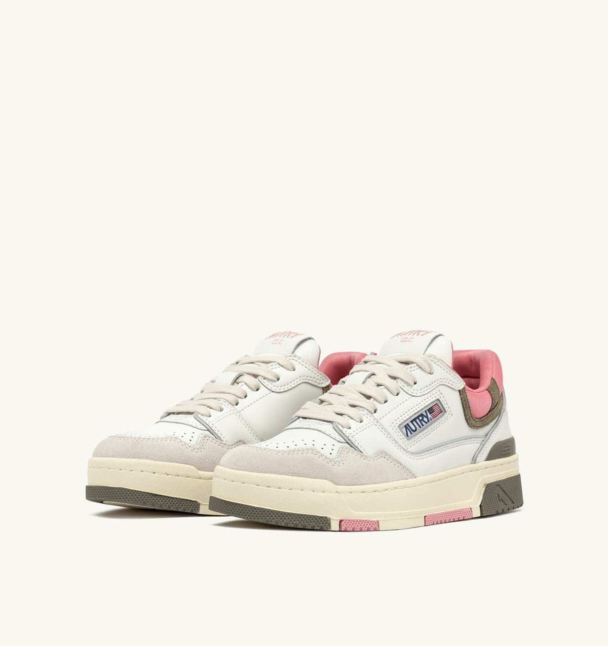Woman CLC LOW SNEAKERS IN WHITE AND GERANIUM LEATHER SUEDE