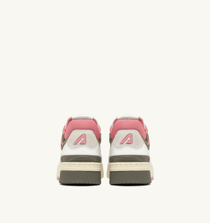 Woman CLC LOW SNEAKERS IN WHITE AND GERANIUM LEATHER SUEDE