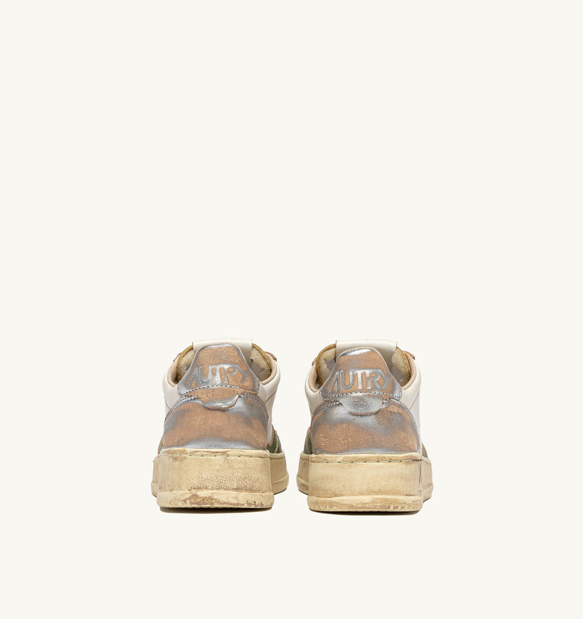 Woman MEDALIST LOW SUPER VINTAGE SNEAKERS IN GUN AND GREEN LEATHER