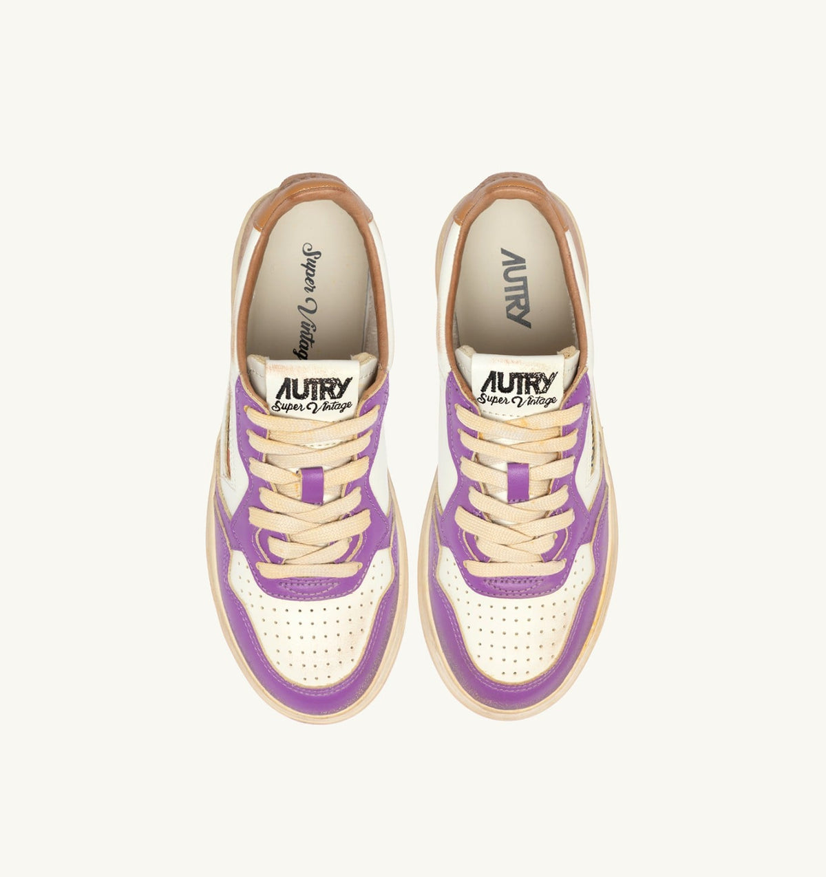Woman MEDALIST LOW SUPER VINTAGE SNEAKERS IN WHITE APPLE CINNAMON AND DEWBERRY LEATHER