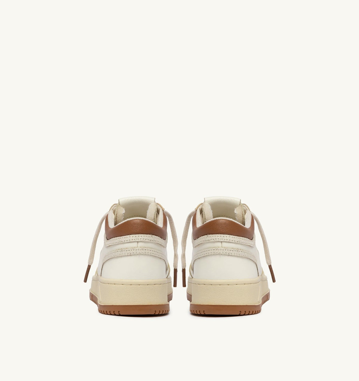 Woman MED-WAY SNEAKERS IN LEATHER COLOR MARSHMALLOW AND BROWN SUGAR