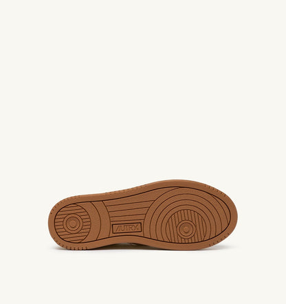 Woman MED-WAY SNEAKERS IN LEATHER COLOR MARSHMALLOW AND BROWN SUGAR