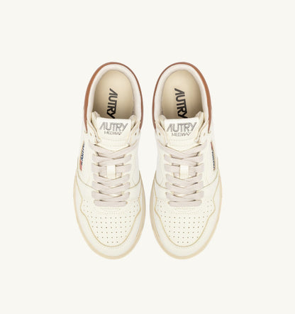 Woman MED-WAY SNEAKERS IN LEATHER COLOR MARSHMALLOW AND BROWN SUGAR