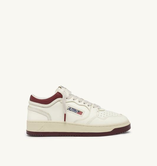 Woman MED-WAY SNEAKERS IN LEATHER COLOR MARSHMALLOW AND SYRAH