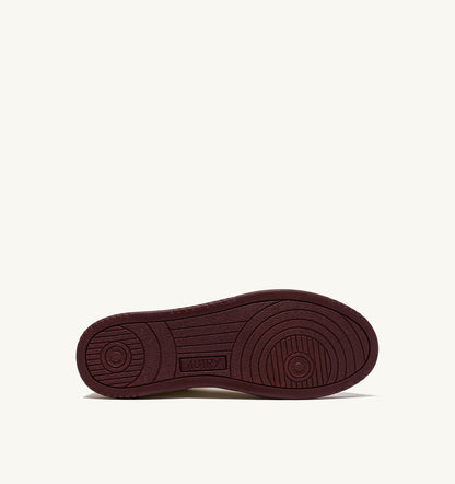 Woman MED-WAY SNEAKERS IN LEATHER COLOR MARSHMALLOW AND SYRAH