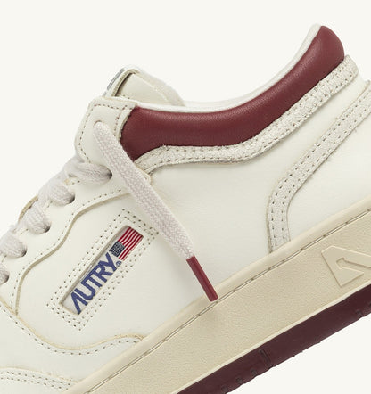 Woman MED-WAY SNEAKERS IN LEATHER COLOR MARSHMALLOW AND SYRAH